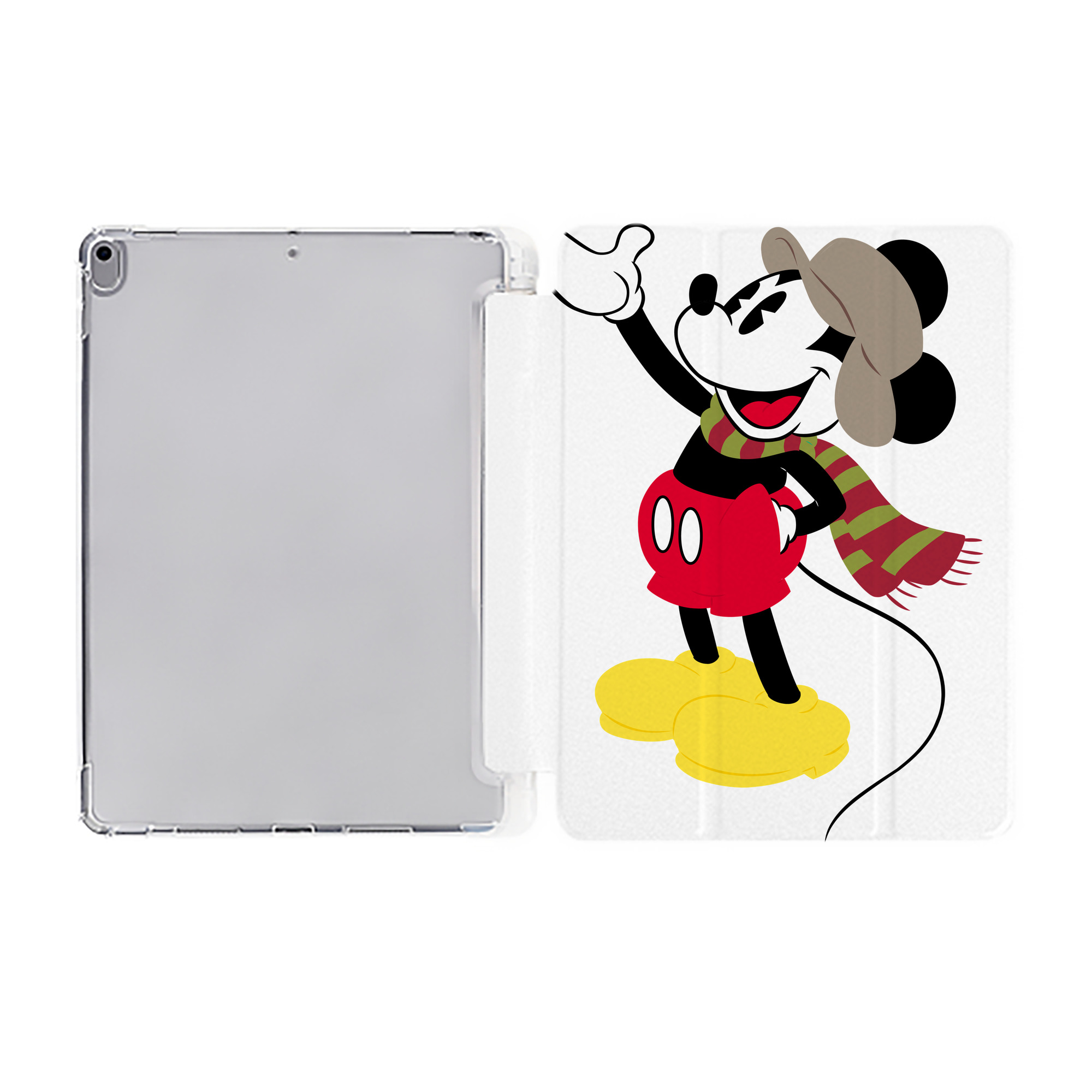 （画像用） ミッキーマウス Mickey Mouse IPad ケース ペン収納付き 三つ折りスタンド PUレザー×シリコン 対応機種9.5/10.5/10.9インチ
